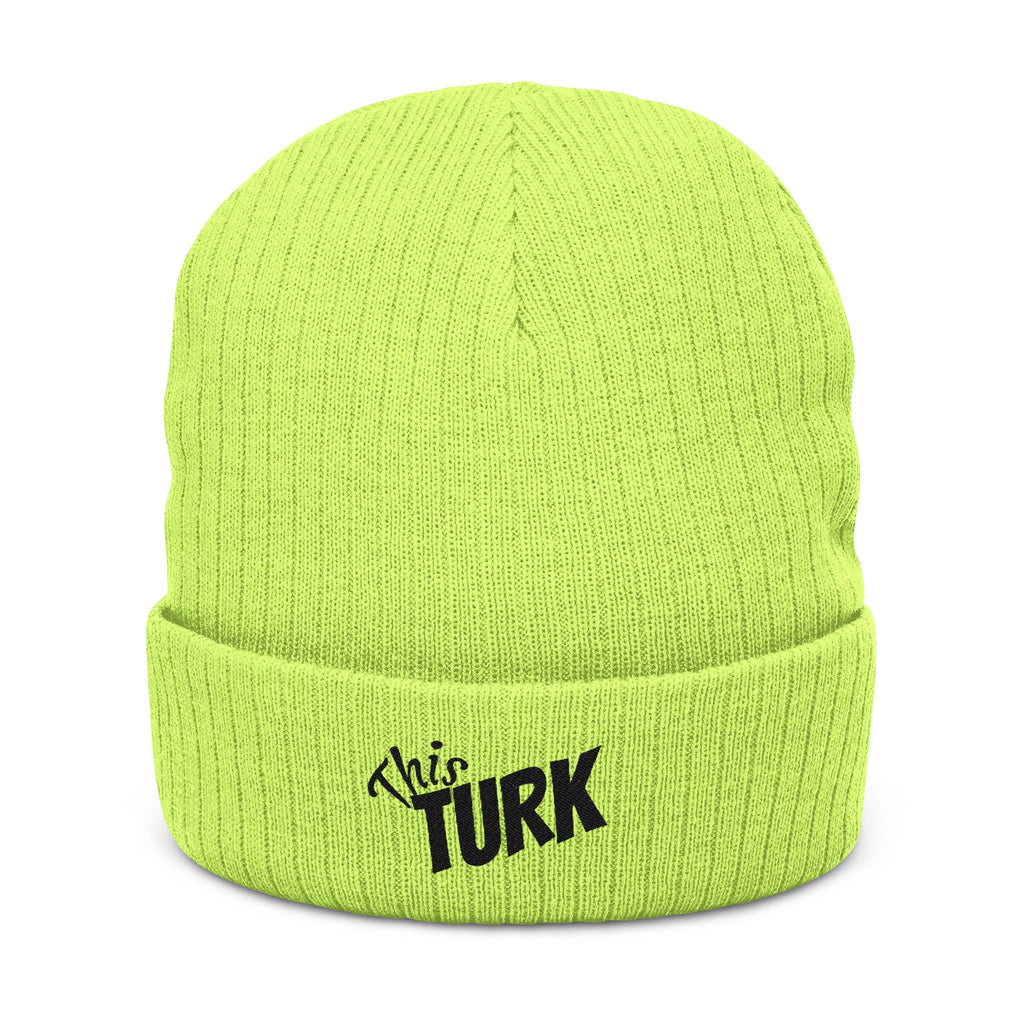 Embroidered 'This Turk' Ribbed Knit Beanie – Cozy Winter Hat for Fans & Gifts