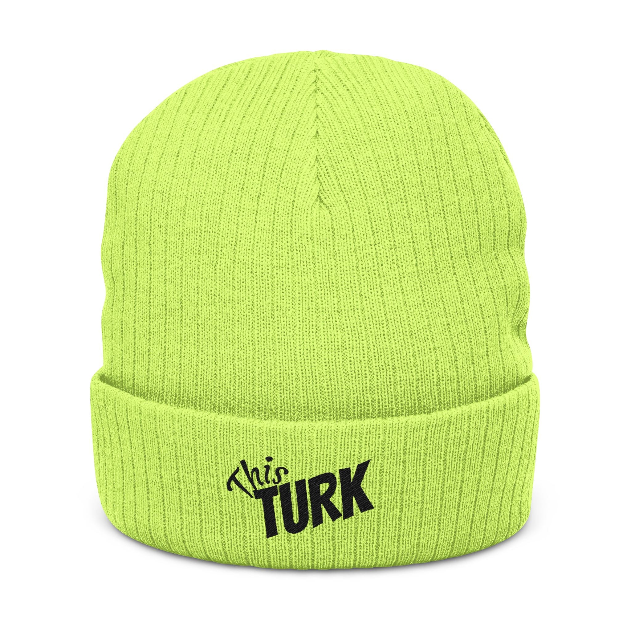 Embroidered 'This Turk' Ribbed Knit Beanie – Cozy Winter Hat for Fans & Gifts