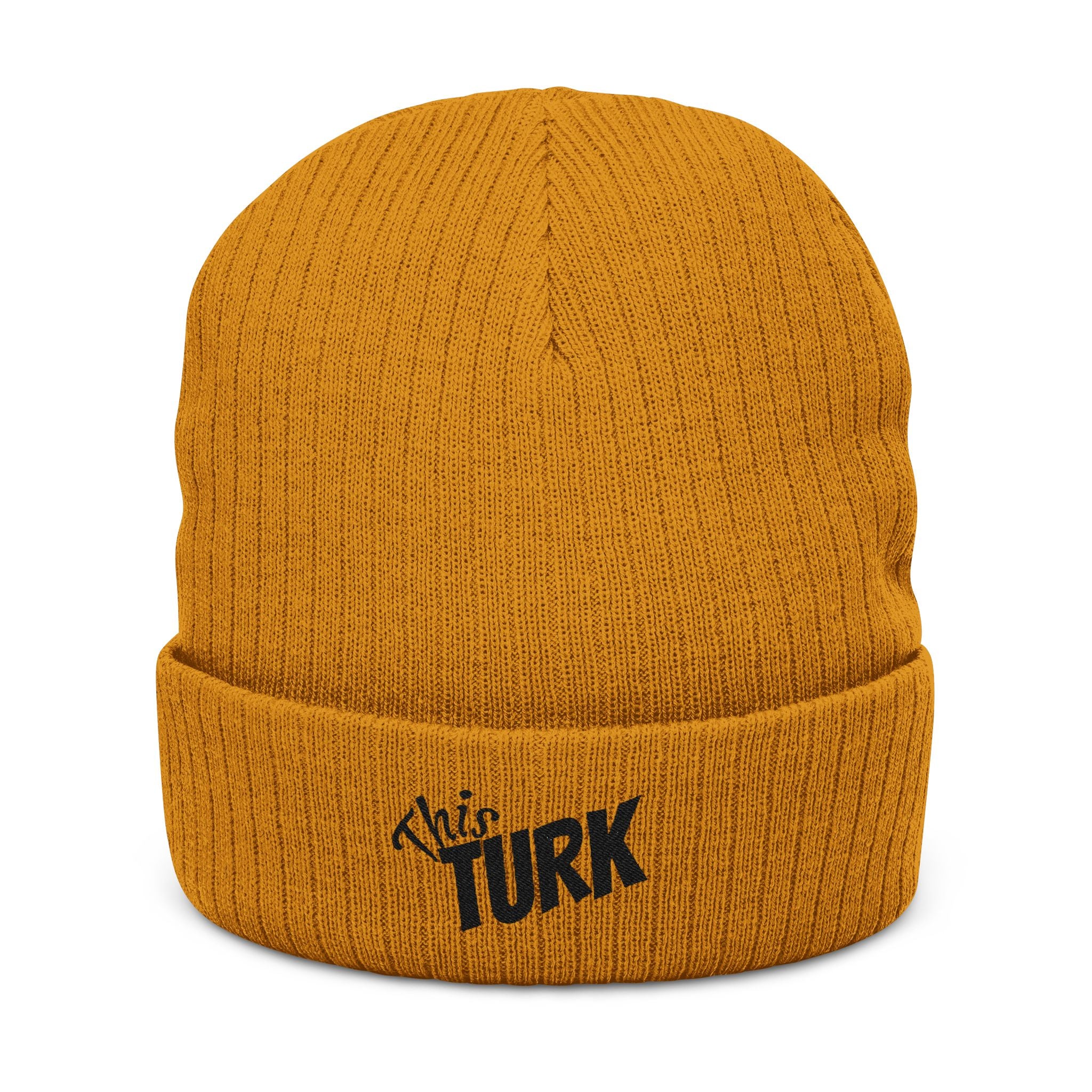 Embroidered 'This Turk' Ribbed Knit Beanie – Cozy Winter Hat for Fans & Gifts