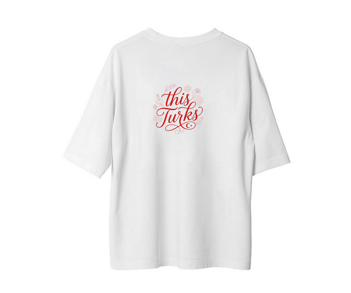"This Turks" Kırmızı Motifli Oversize Unisex Tişört